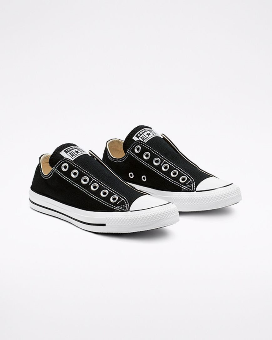 Pantofi Slip On Barbati Converse Chuck Taylor All Star Negrii Albi Negrii | RO QUZN0591